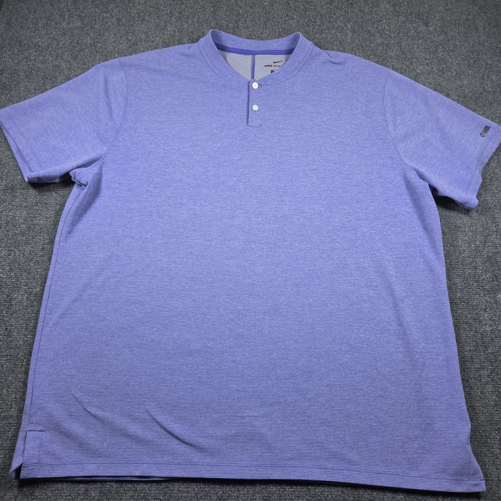 Nike Shirt Mens 2XL Blue Golf Tiger Woods AeroReact Mock Blade Polo BV1315